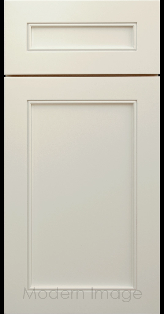 Highland Canvas painted Shaker kitchen cabinet door with wide rails and a flat center panel.